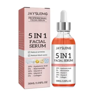 5-in-1 Anti-Aging Face Serum - Vitamin C & Hyaluronic Acid Firming & Brightening Treatment for Fine Lines & Pore Reduction | Premium Skincare