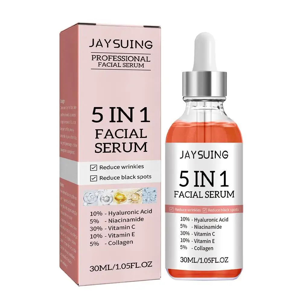 5-in-1 Anti-Aging Face Serum - Vitamin C & Hyaluronic Acid Firming & Brightening Treatment for Fine Lines & Pore Reduction | Premium Skincare